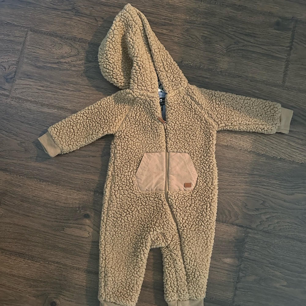 7 For All Mankind Tan Sherpa Baby Bunting
